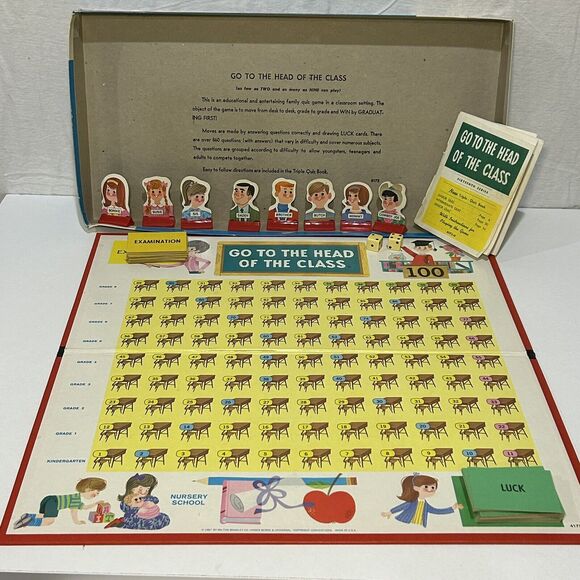 Go To The Head Of The Class Game 1967 Milton Bradley. All Pieces Still There - Picture 2 of 2